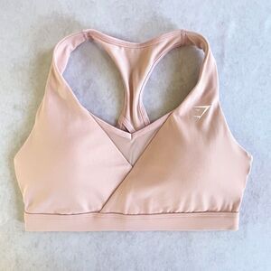 Gymshark Sports Bra Womens Size S Pink Crossover Light Support Activewear NEW!